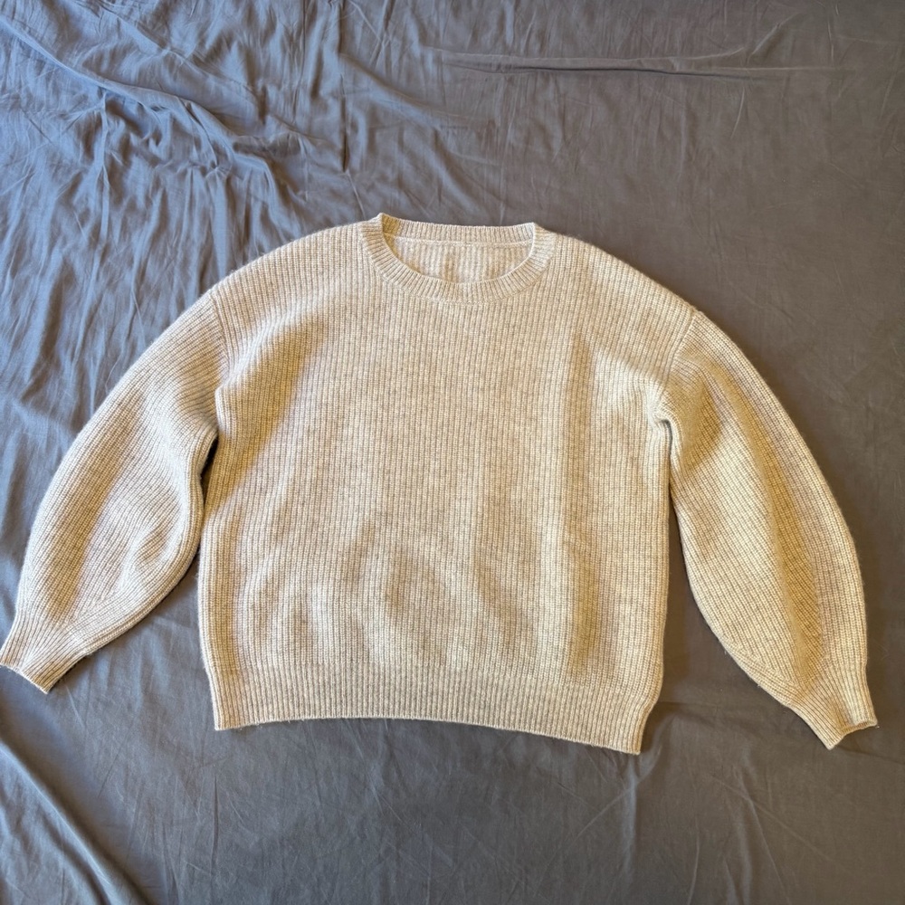The Curated Chunky Crew Cashmere Sweater XS Foggy Grey